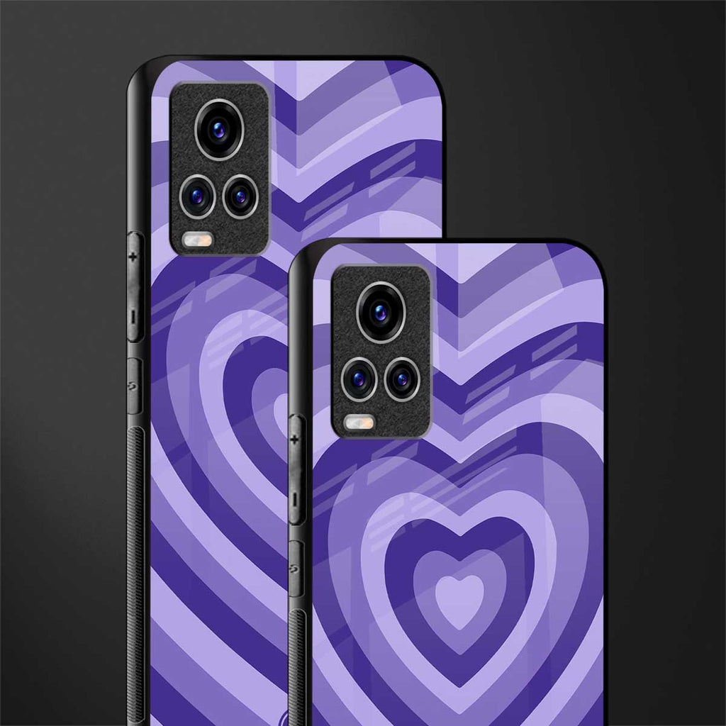 y2k purple hearts aesthetic glass case for vivo v20 pro image-2