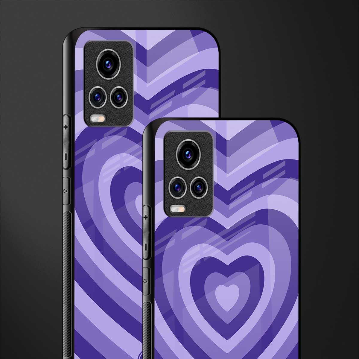 y2k purple hearts aesthetic glass case for vivo v20 pro image-2