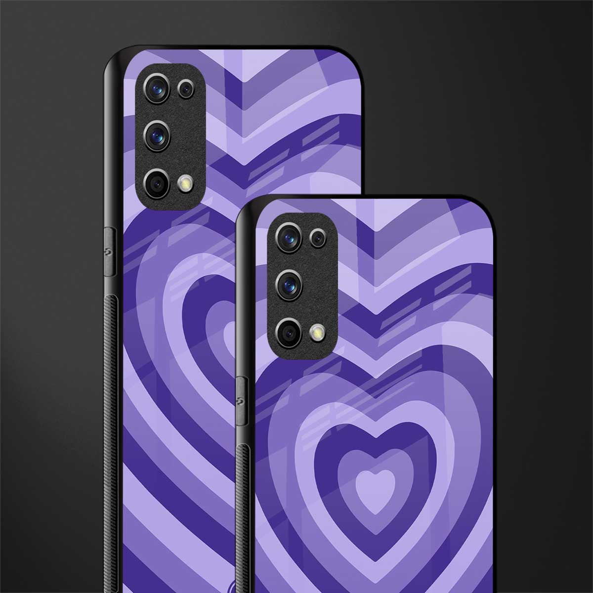 y2k purple hearts aesthetic glass case for realme x7 pro image-2