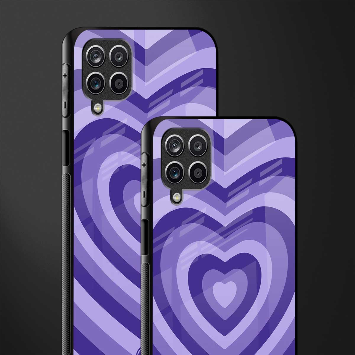 y2k purple hearts aesthetic glass case for samsung galaxy m12 image-2