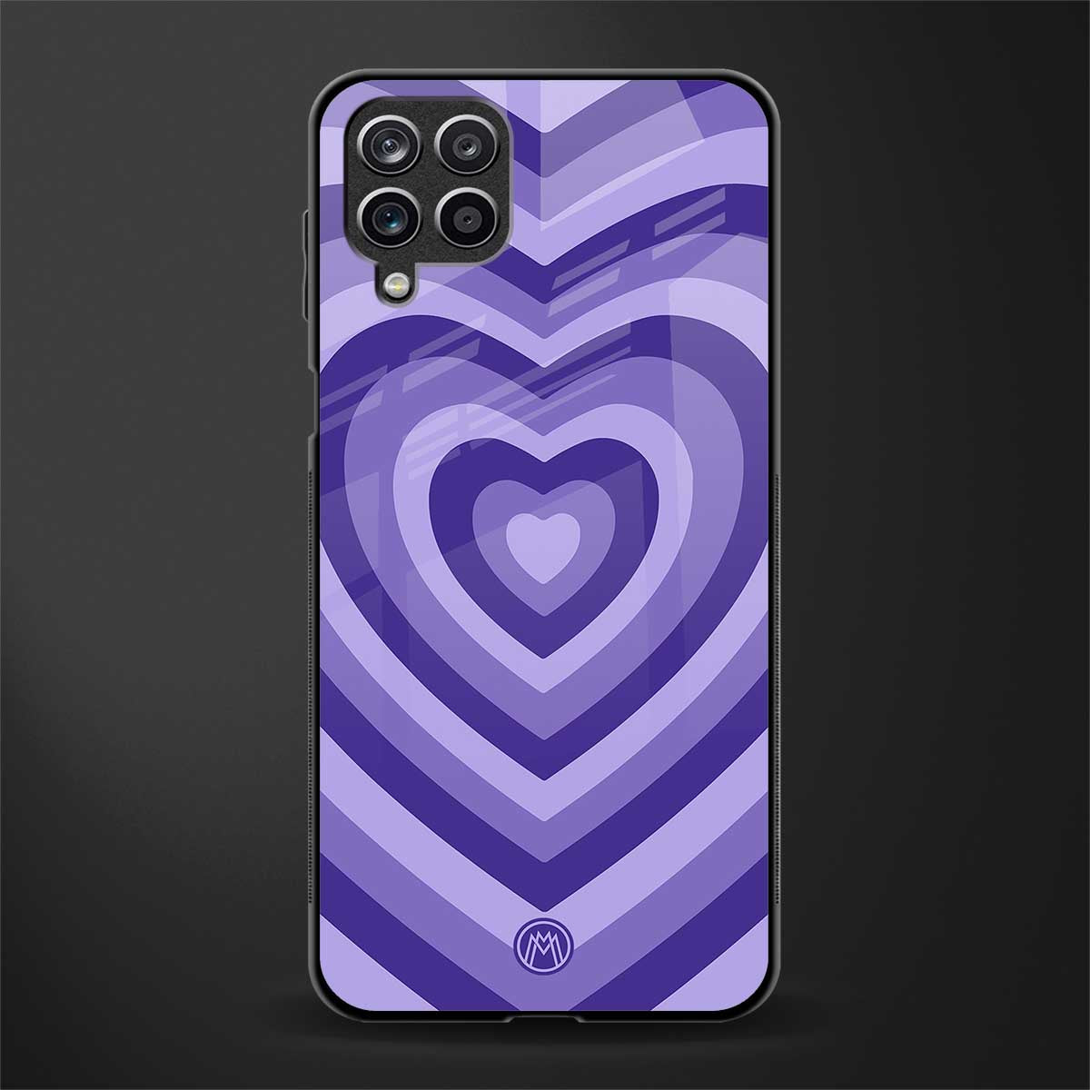 y2k purple hearts aesthetic glass case for samsung galaxy m12 image