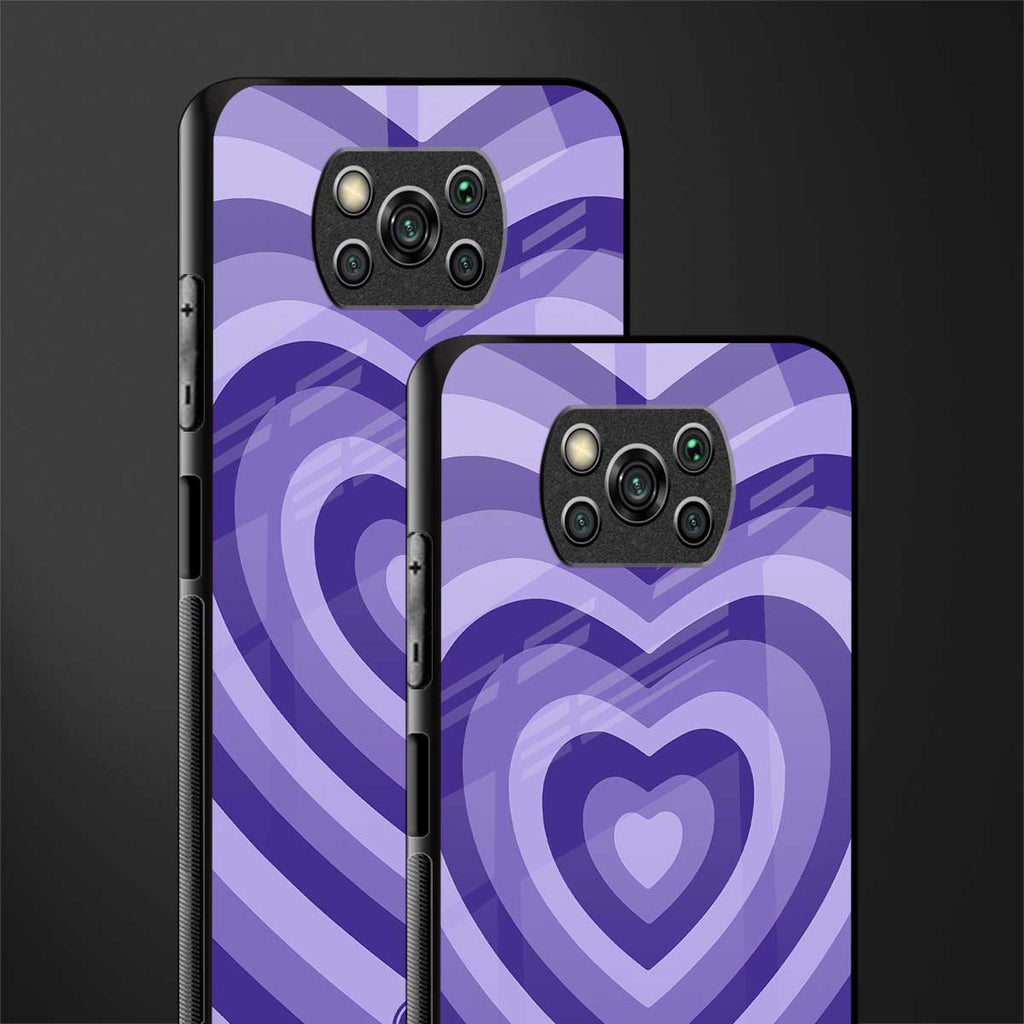 y2k purple hearts aesthetic glass case for poco x3 pro image-2