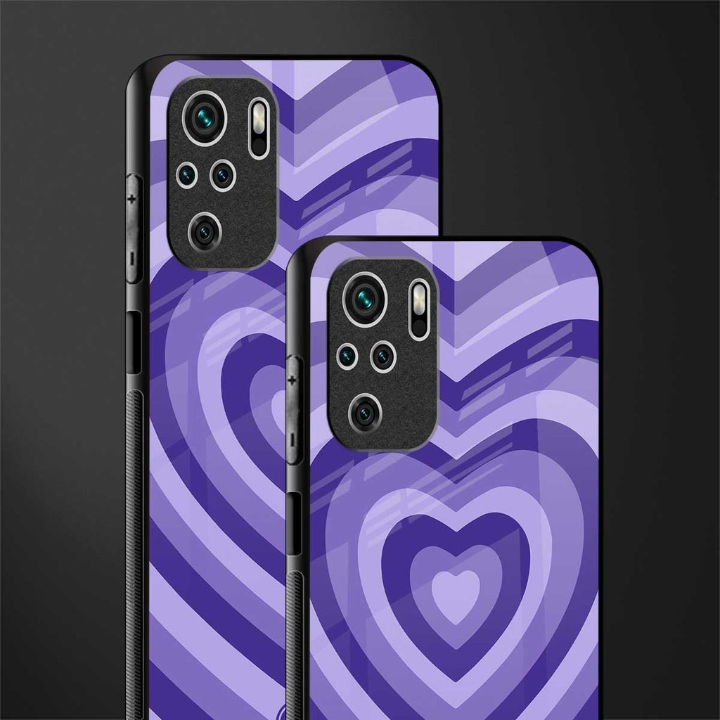 y2k purple hearts aesthetic glass case for redmi note 10 image-2