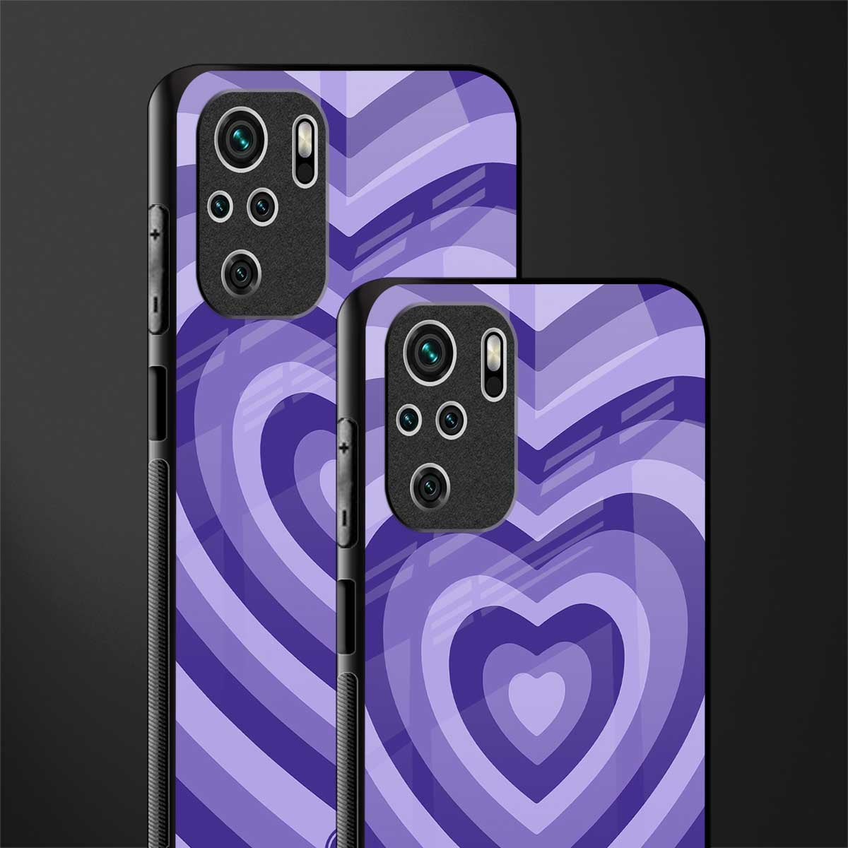 y2k purple hearts aesthetic glass case for redmi note 10s image-2