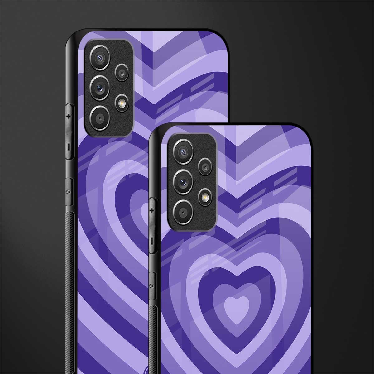 y2k purple hearts aesthetic glass case for samsung galaxy a52 image-2
