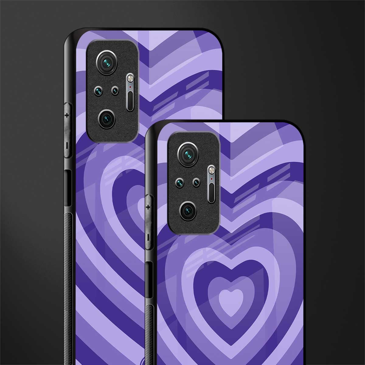 y2k purple hearts aesthetic glass case for redmi note 10 pro image-2