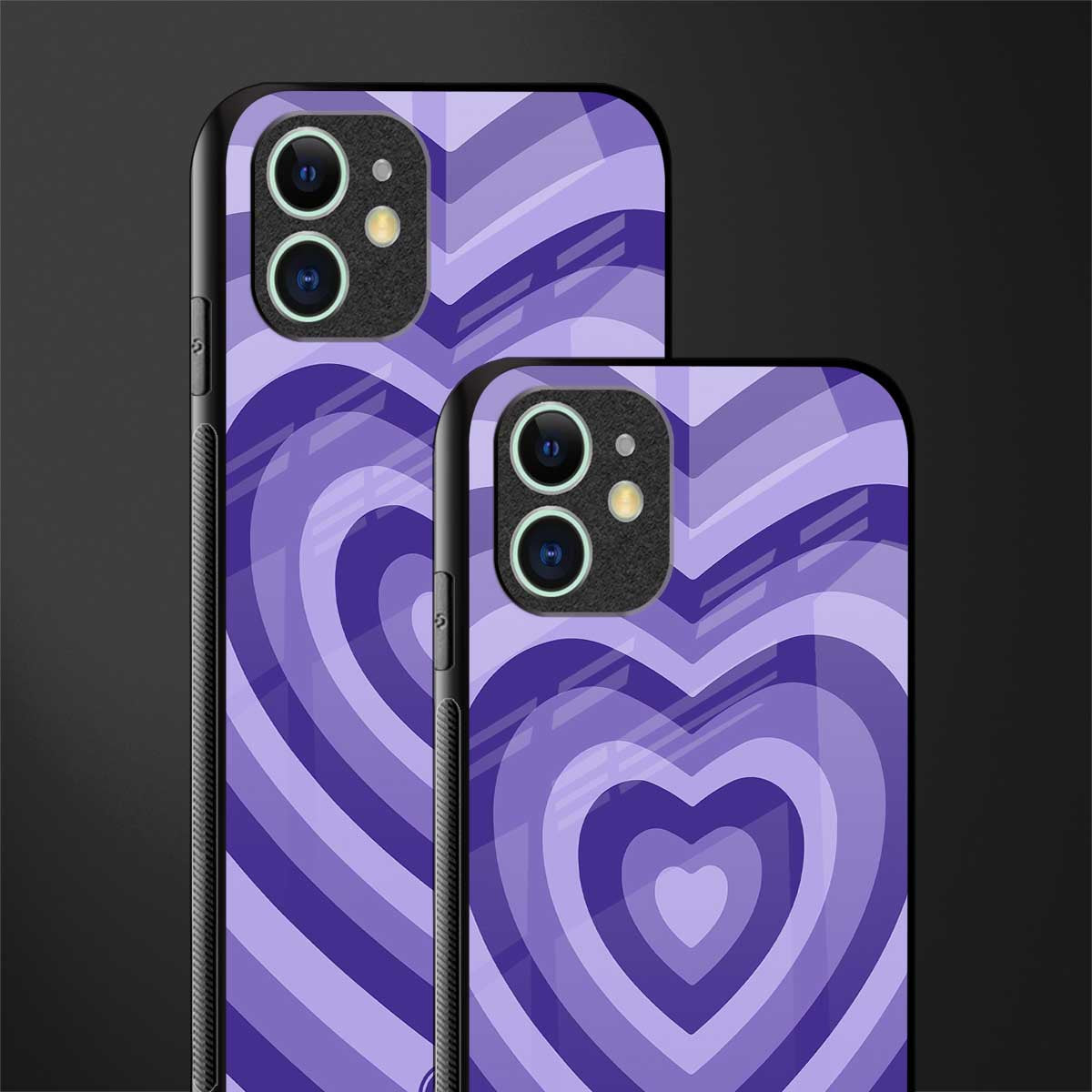 y2k purple hearts aesthetic glass case for iphone 11 image-2
