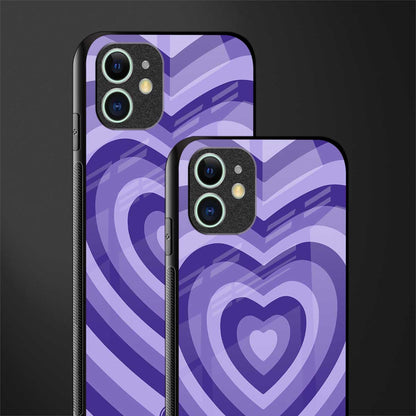 y2k purple hearts aesthetic glass case for iphone 11 image-2