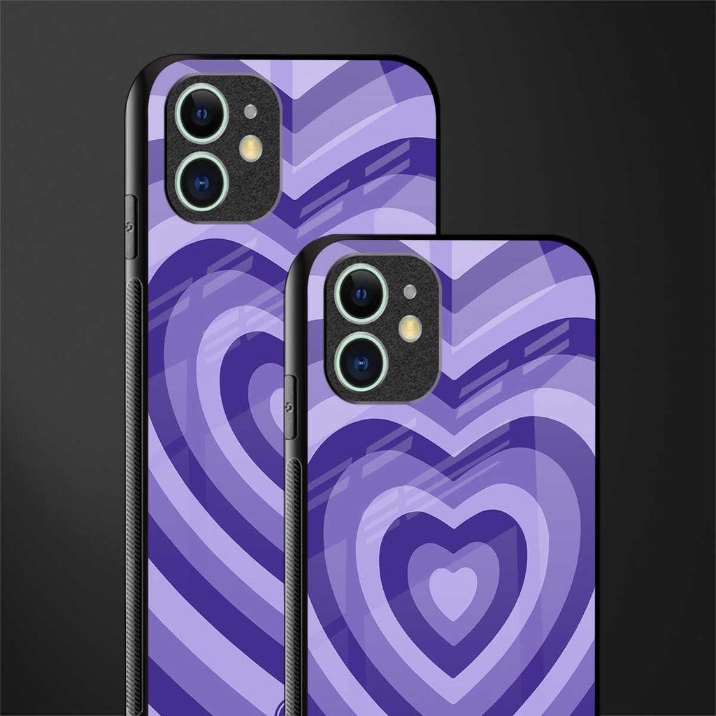 y2k purple hearts aesthetic glass case for iphone 12 mini image-2