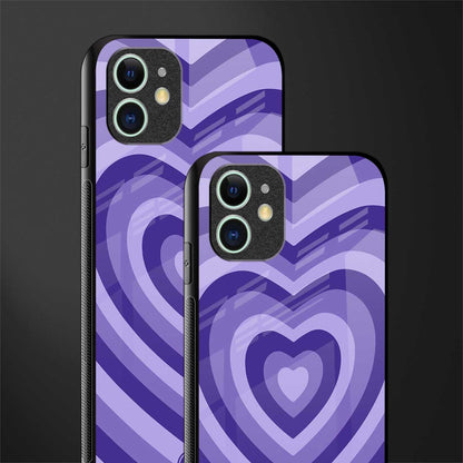 y2k purple hearts aesthetic glass case for iphone 12 image-2