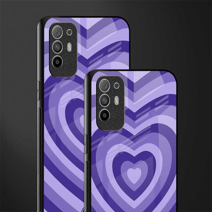 y2k purple hearts aesthetic glass case for oppo f19 pro plus image-2