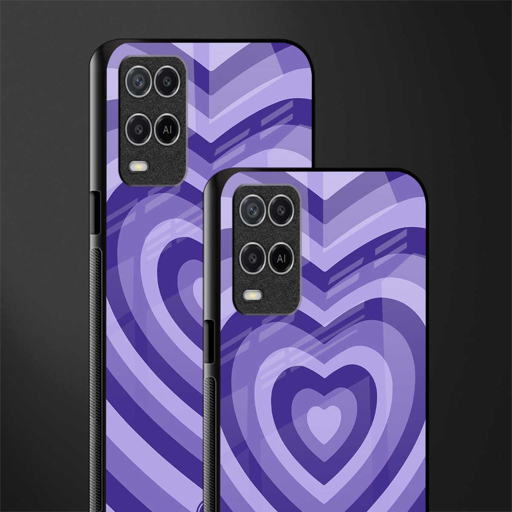 y2k purple hearts aesthetic glass case for oppo a54 image-2