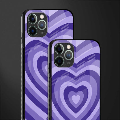 y2k purple hearts aesthetic glass case for iphone 11 pro image-2