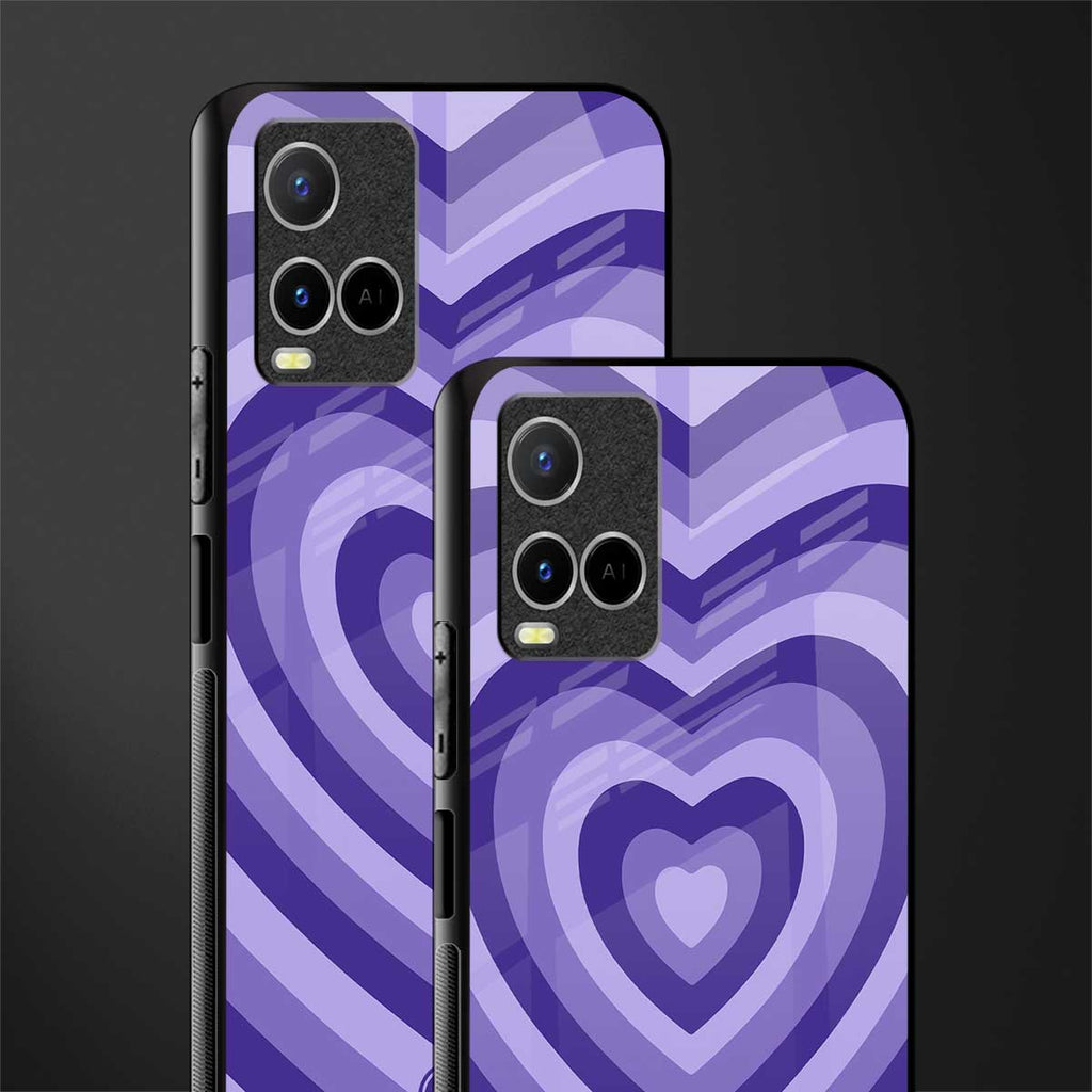 y2k purple hearts aesthetic glass case for vivo y21t image-2