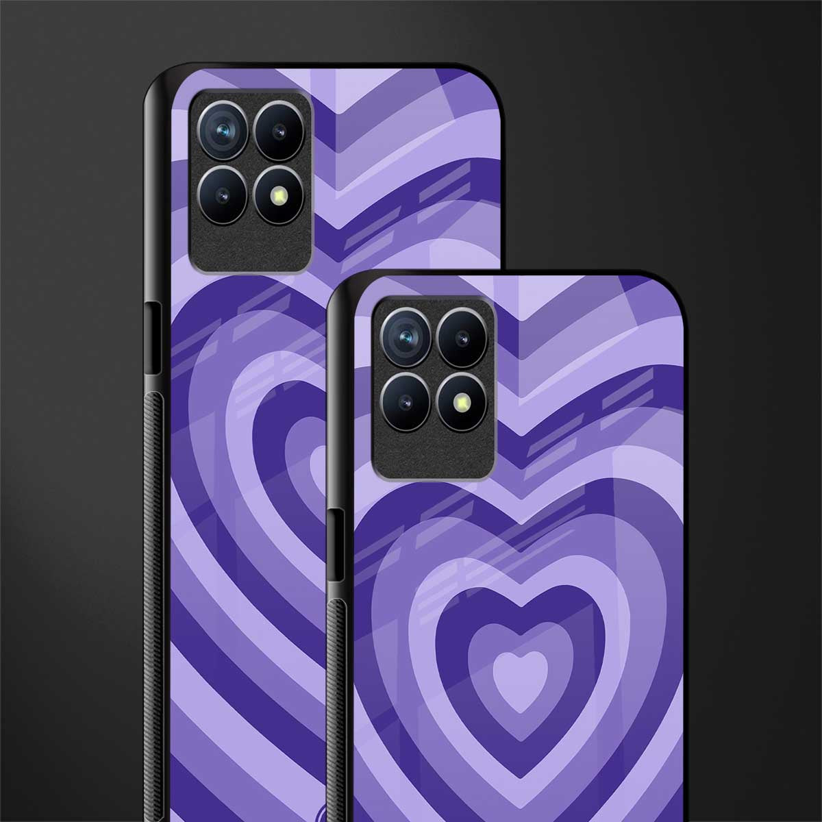 y2k purple hearts aesthetic glass case for realme 8i image-2