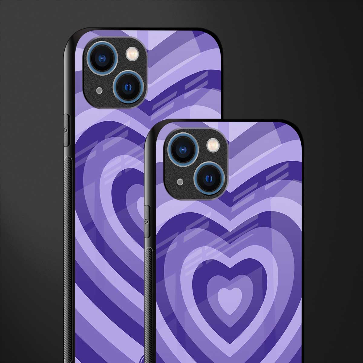y2k purple hearts aesthetic glass case for iphone 13 image-2