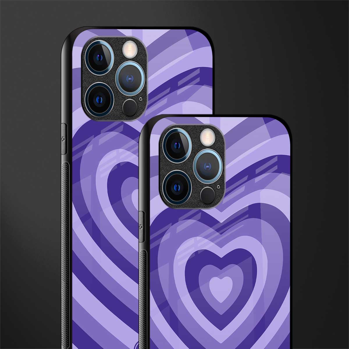 y2k purple hearts aesthetic glass case for iphone 14 pro image-2