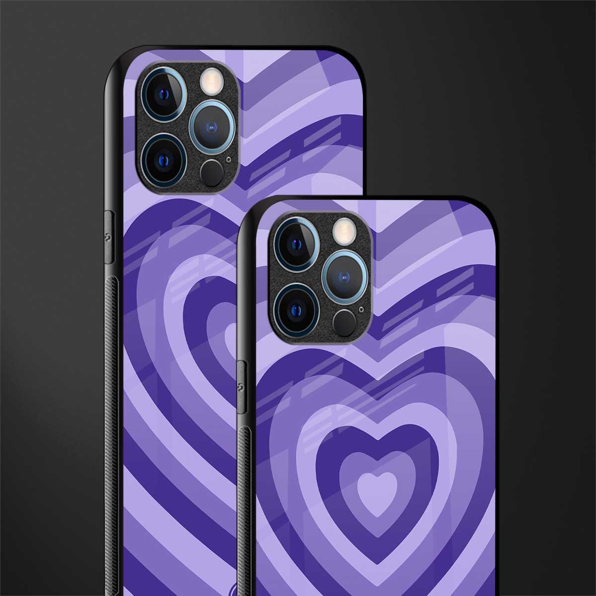 y2k purple hearts aesthetic glass case for iphone 14 pro max image-2