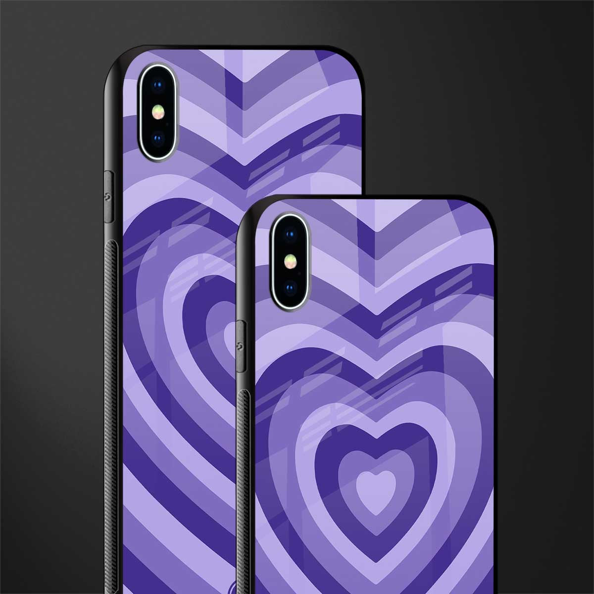 y2k purple hearts aesthetic glass case for iphone xs max image-2