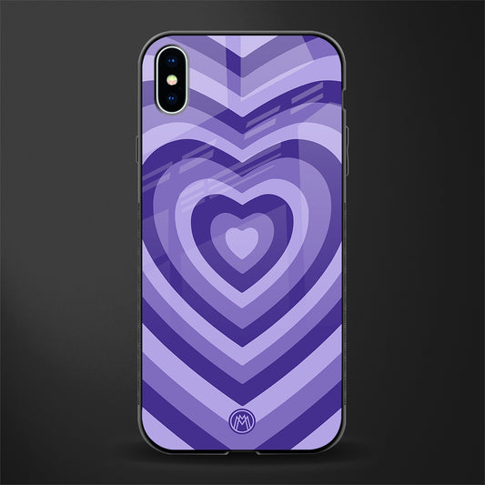 y2k purple hearts aesthetic glass case for iphone xs max image