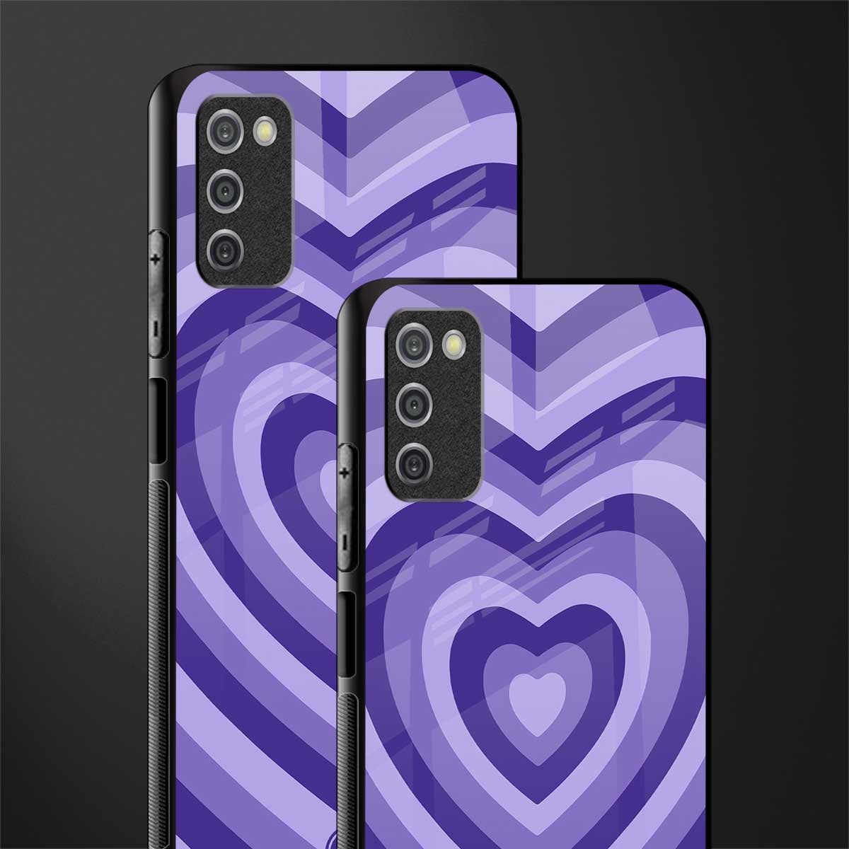 y2k purple hearts aesthetic glass case for samsung galaxy a03s image-2