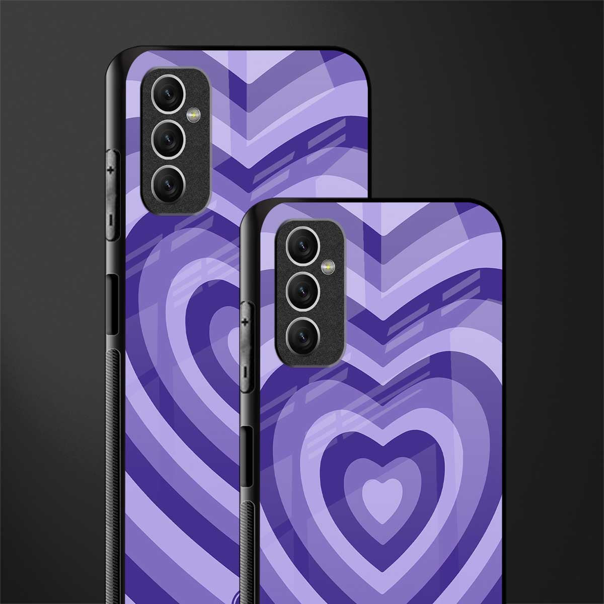 y2k purple hearts aesthetic glass case for samsung galaxy m52 5g image-2