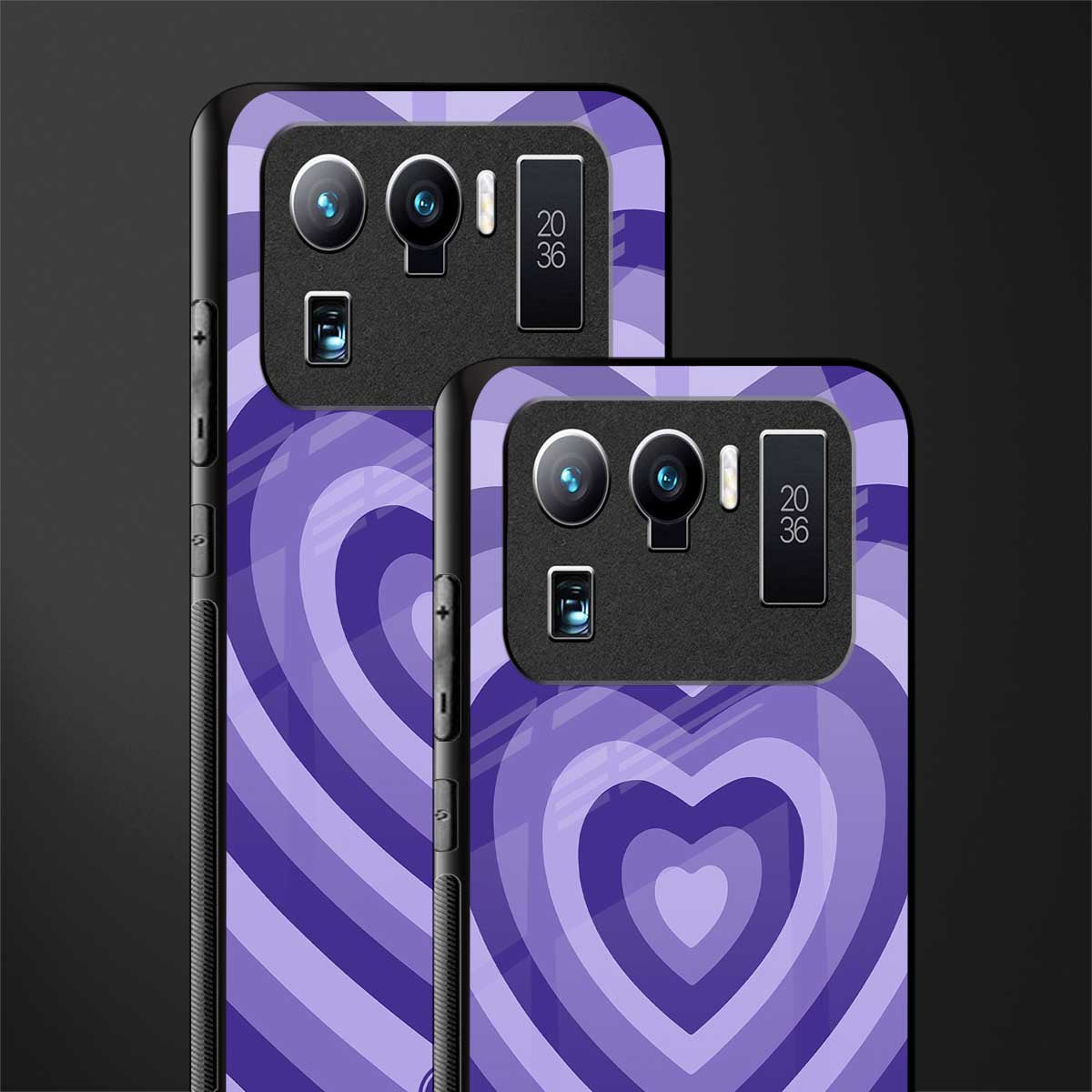 y2k purple hearts aesthetic glass case for mi 11 ultra 5g image-2
