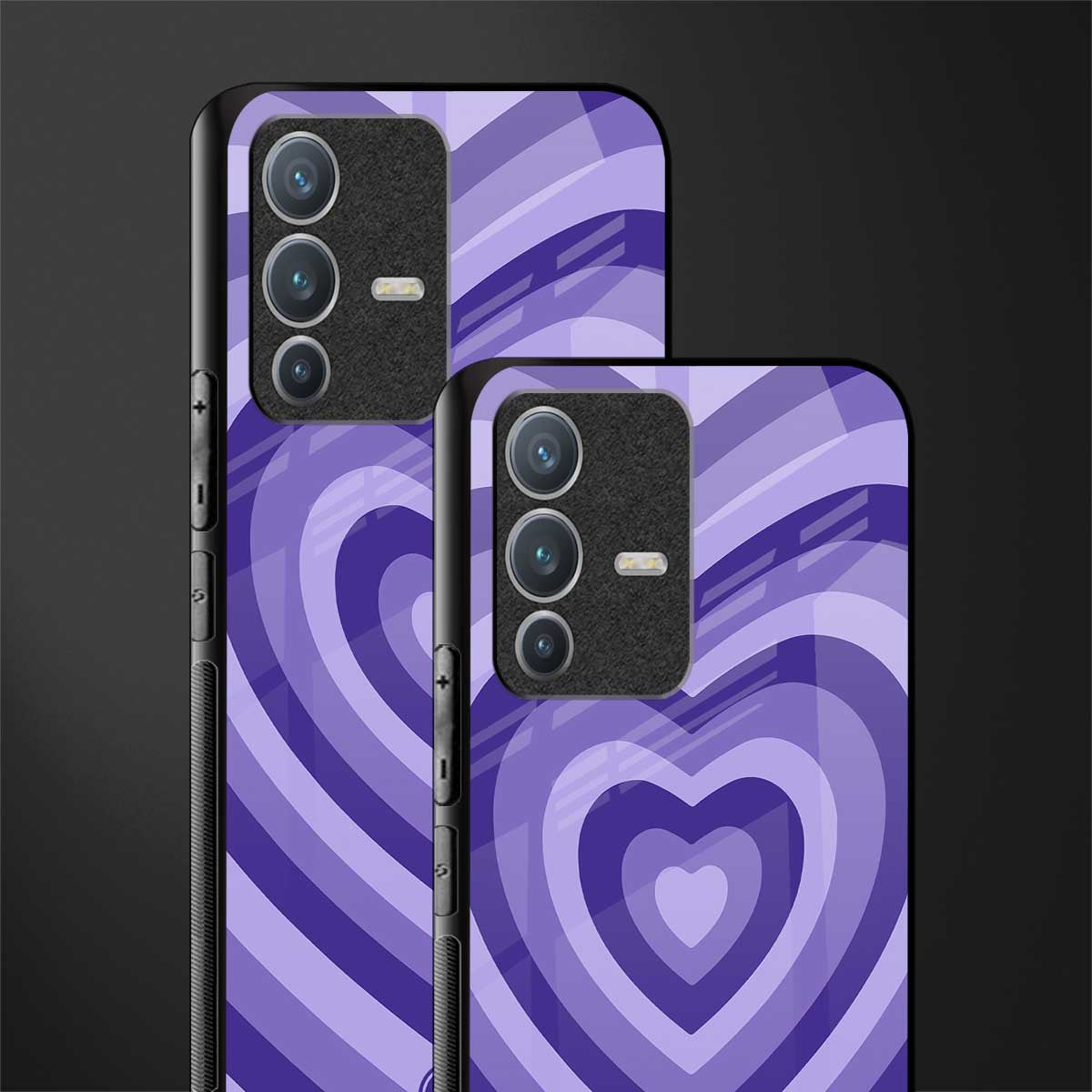 y2k purple hearts aesthetic glass case for vivo v23 pro 5g image-2