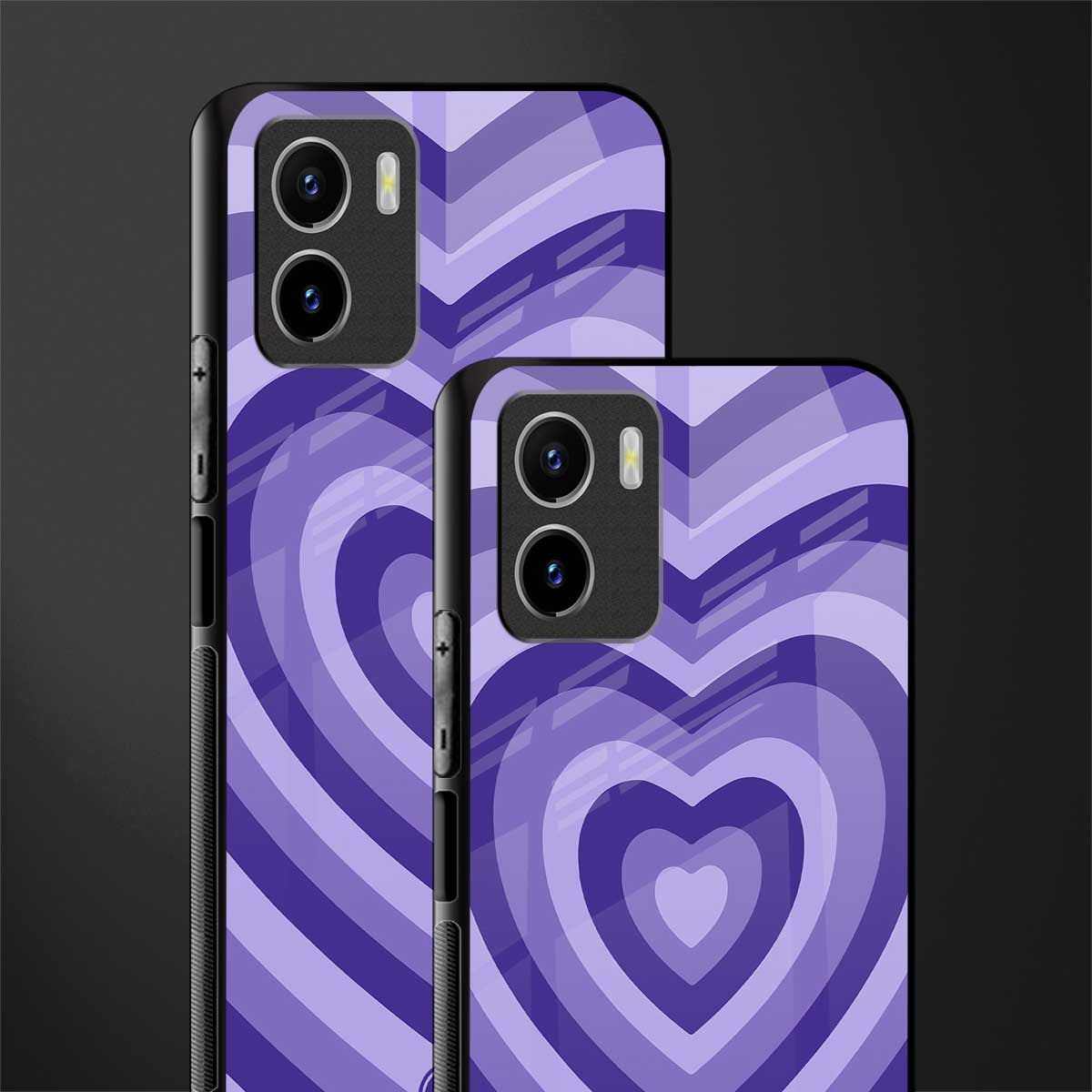 y2k purple hearts aesthetic glass case for vivo y15s image-2