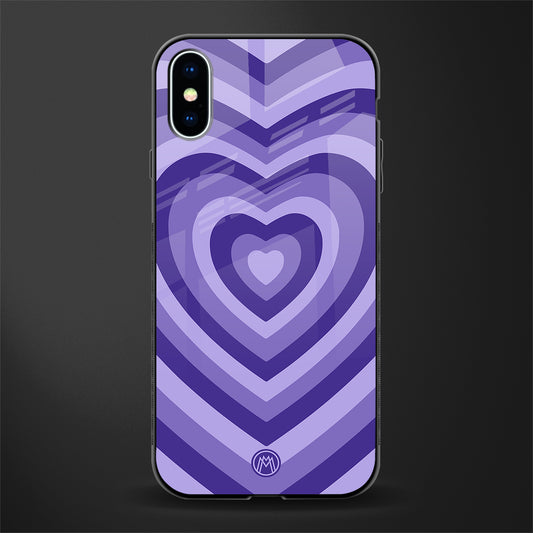 y2k purple hearts aesthetic glass case for iphone xs image
