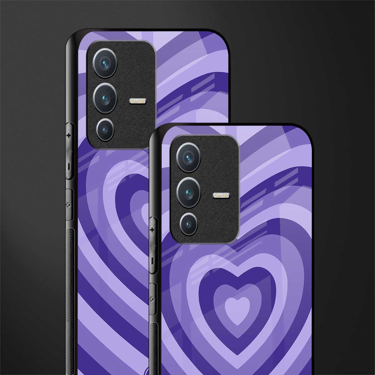 y2k purple hearts aesthetic glass case for vivo v23 5g image-2