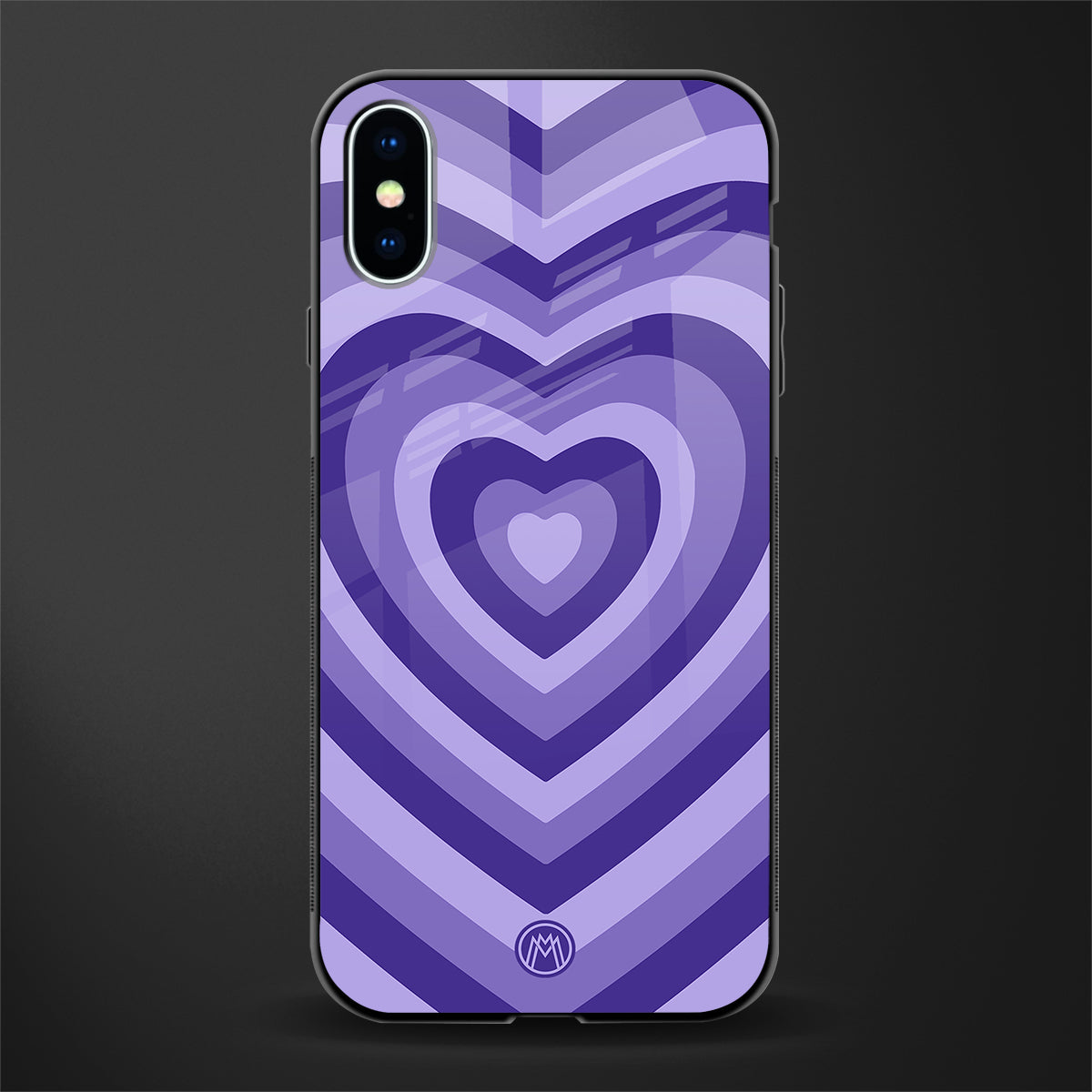 y2k purple hearts aesthetic glass case for iphone x image