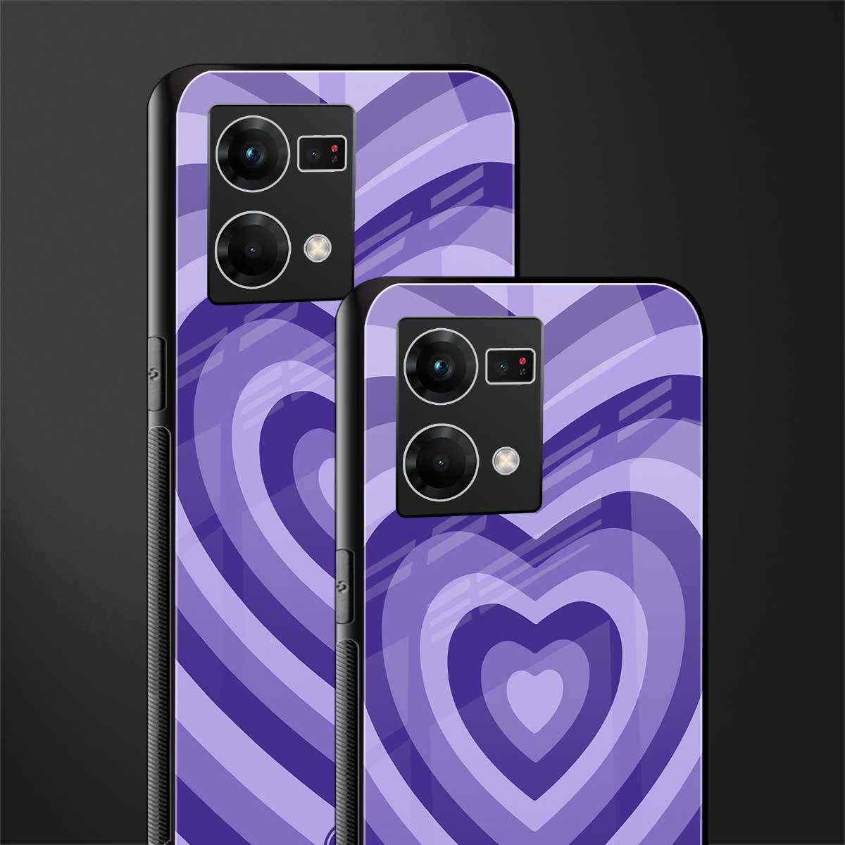 y2k purple hearts aesthetic back phone cover | glass case for oppo f21 pro 4g