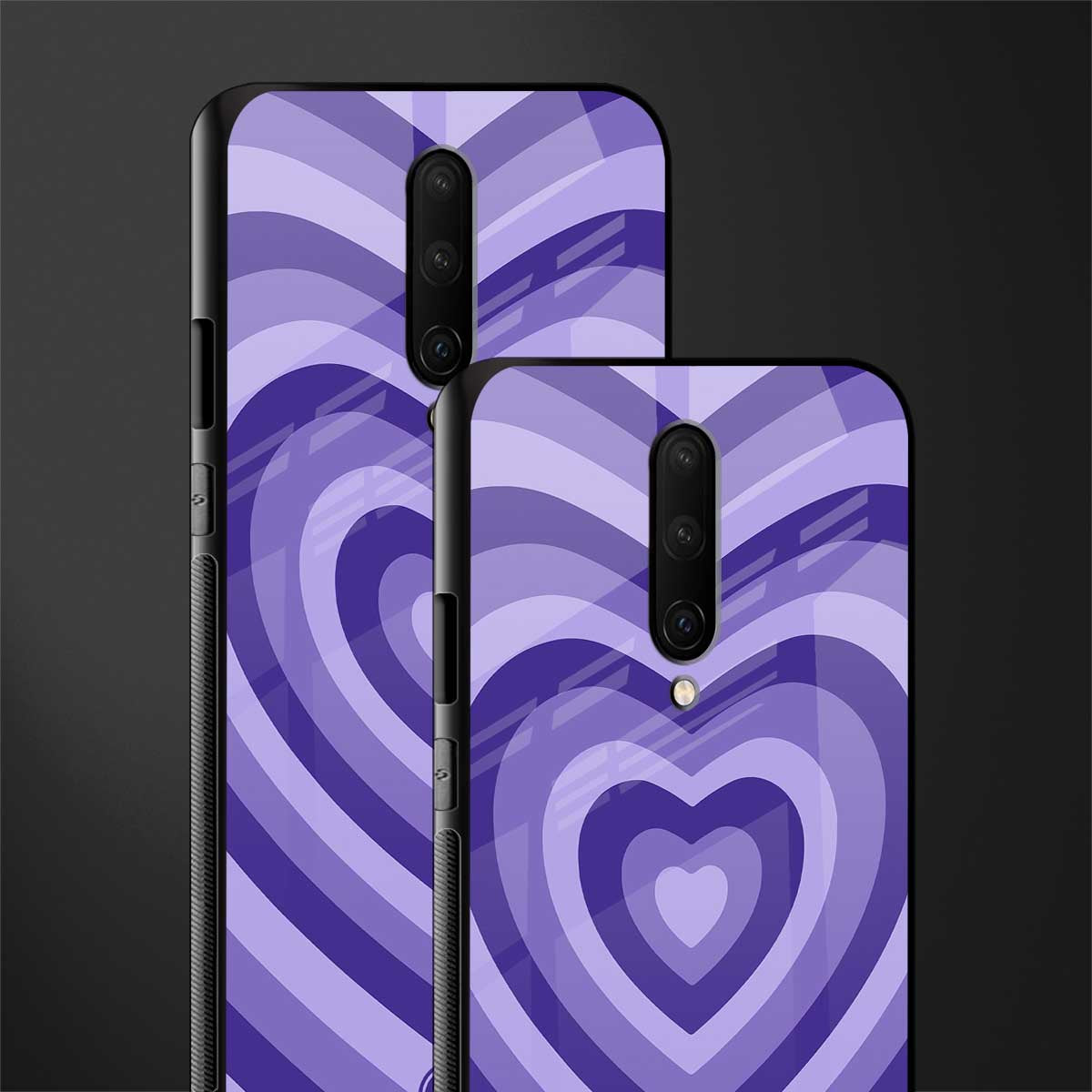 y2k purple hearts aesthetic glass case for oneplus 7 pro image-2