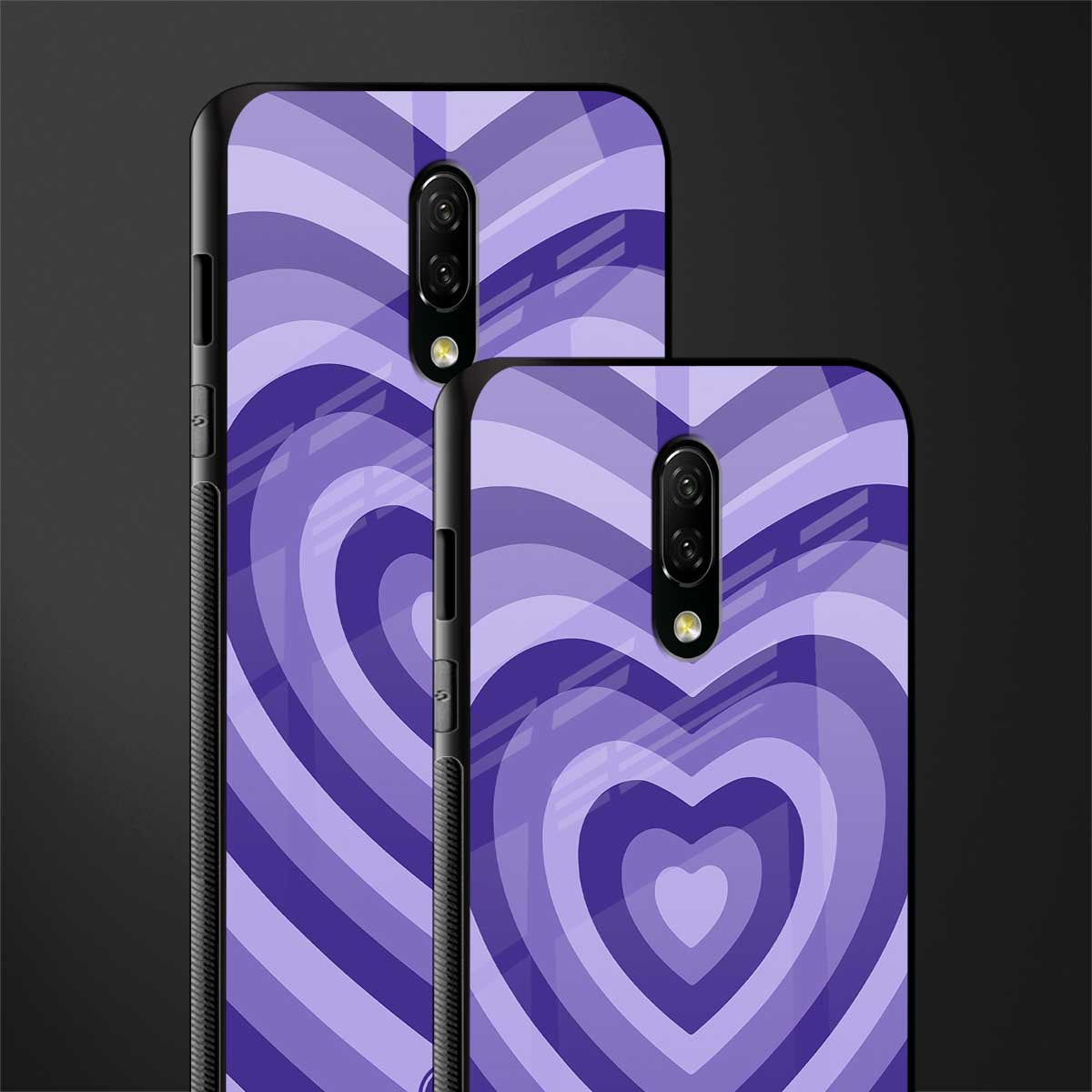 y2k purple hearts aesthetic glass case for oneplus 7 image-2