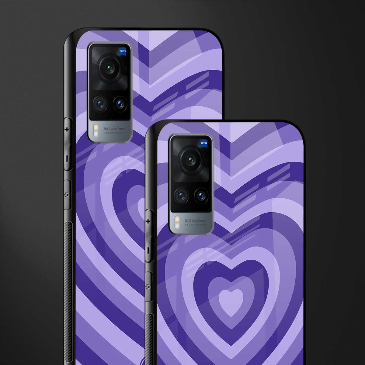 y2k purple hearts aesthetic glass case for vivo x60 image-2