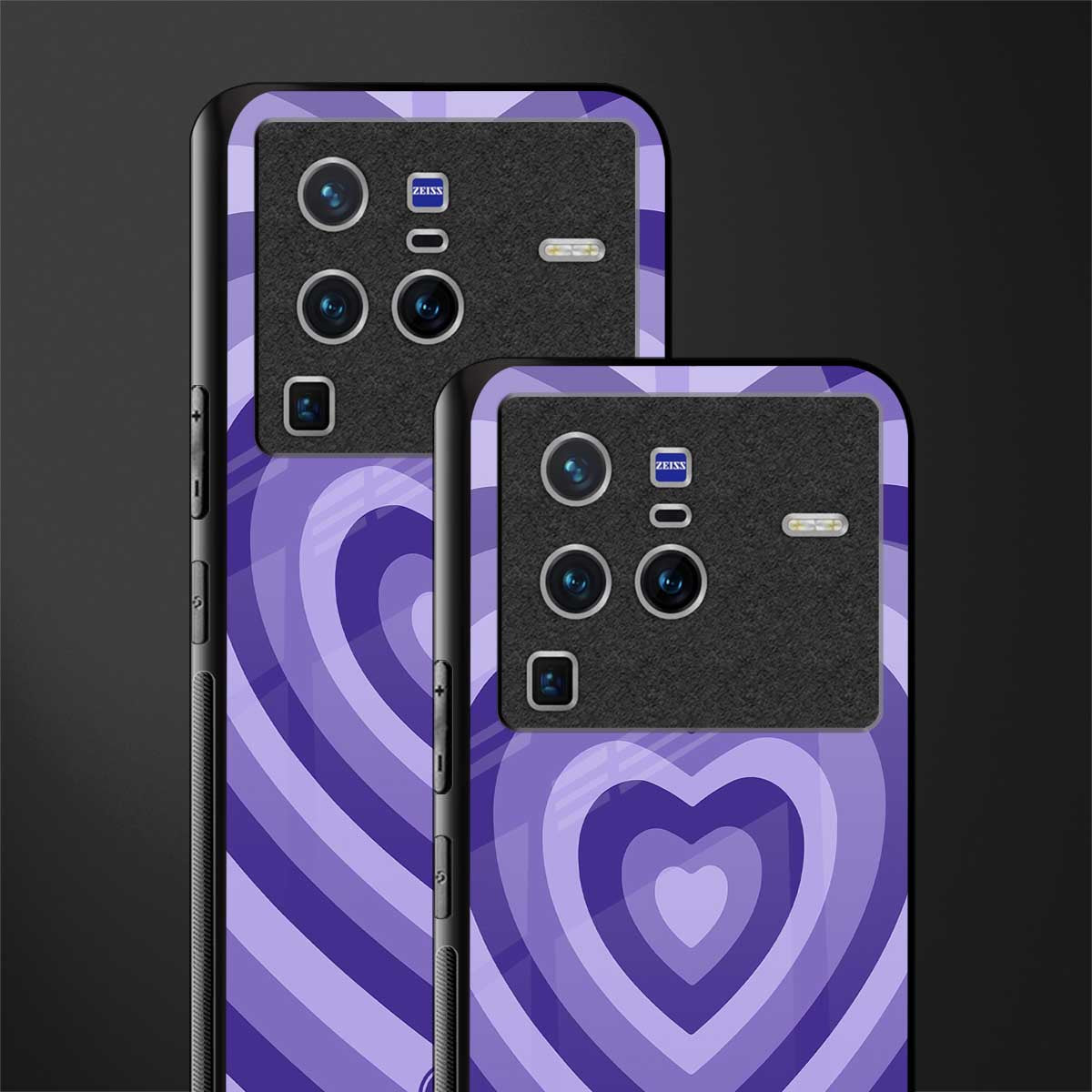 y2k purple hearts aesthetic glass case for vivo x80 pro 5g image-2