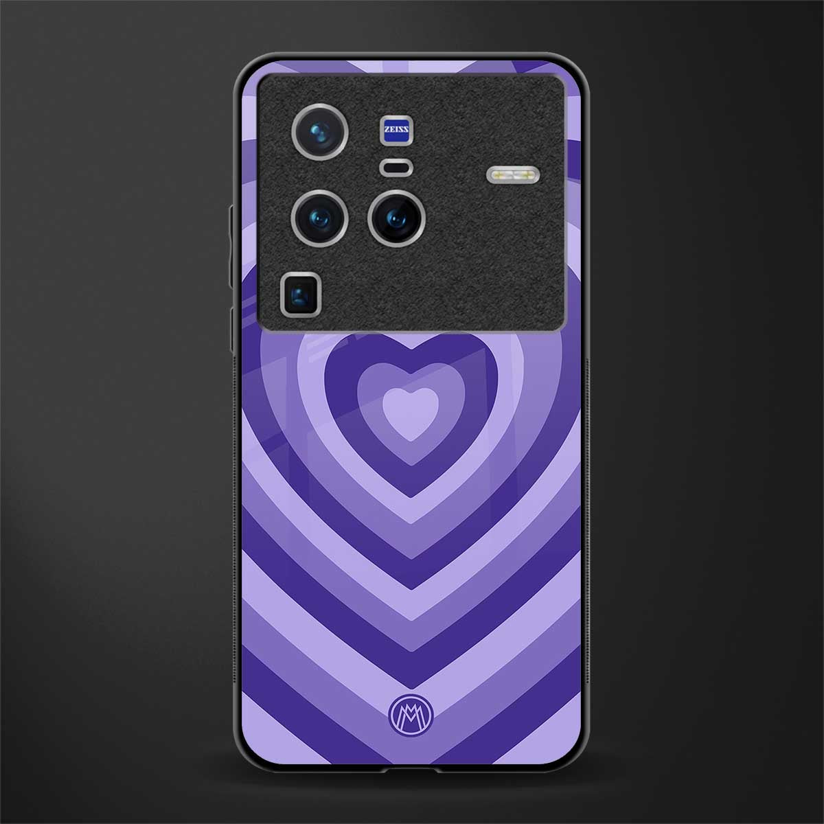 y2k purple hearts aesthetic glass case for vivo x80 pro 5g image