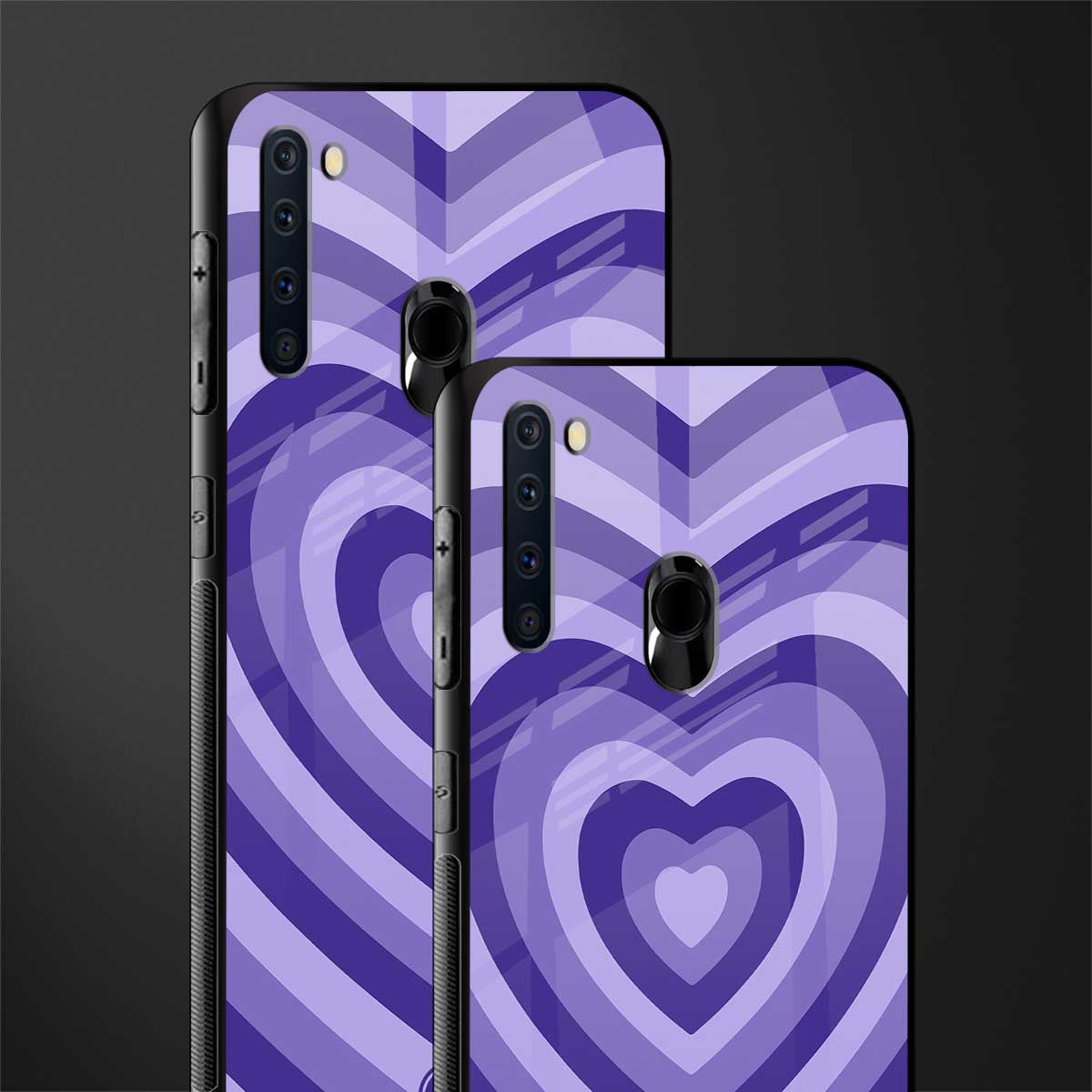 y2k purple hearts aesthetic glass case for samsung a21 image-2