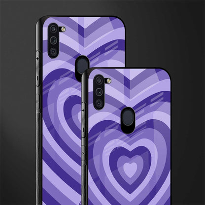 y2k purple hearts aesthetic glass case for samsung galaxy m11 image-2