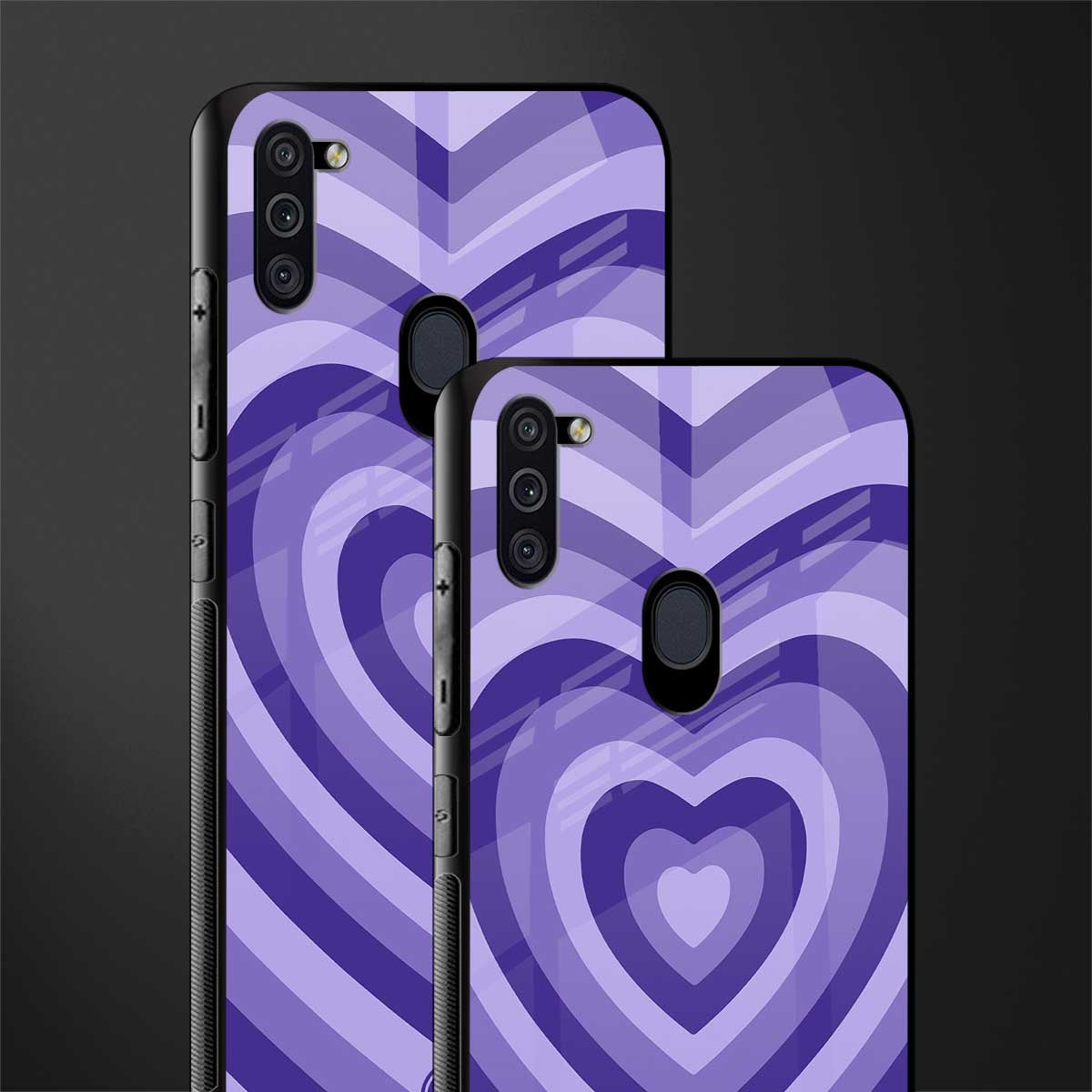 y2k purple hearts aesthetic glass case for samsung a11 image-2