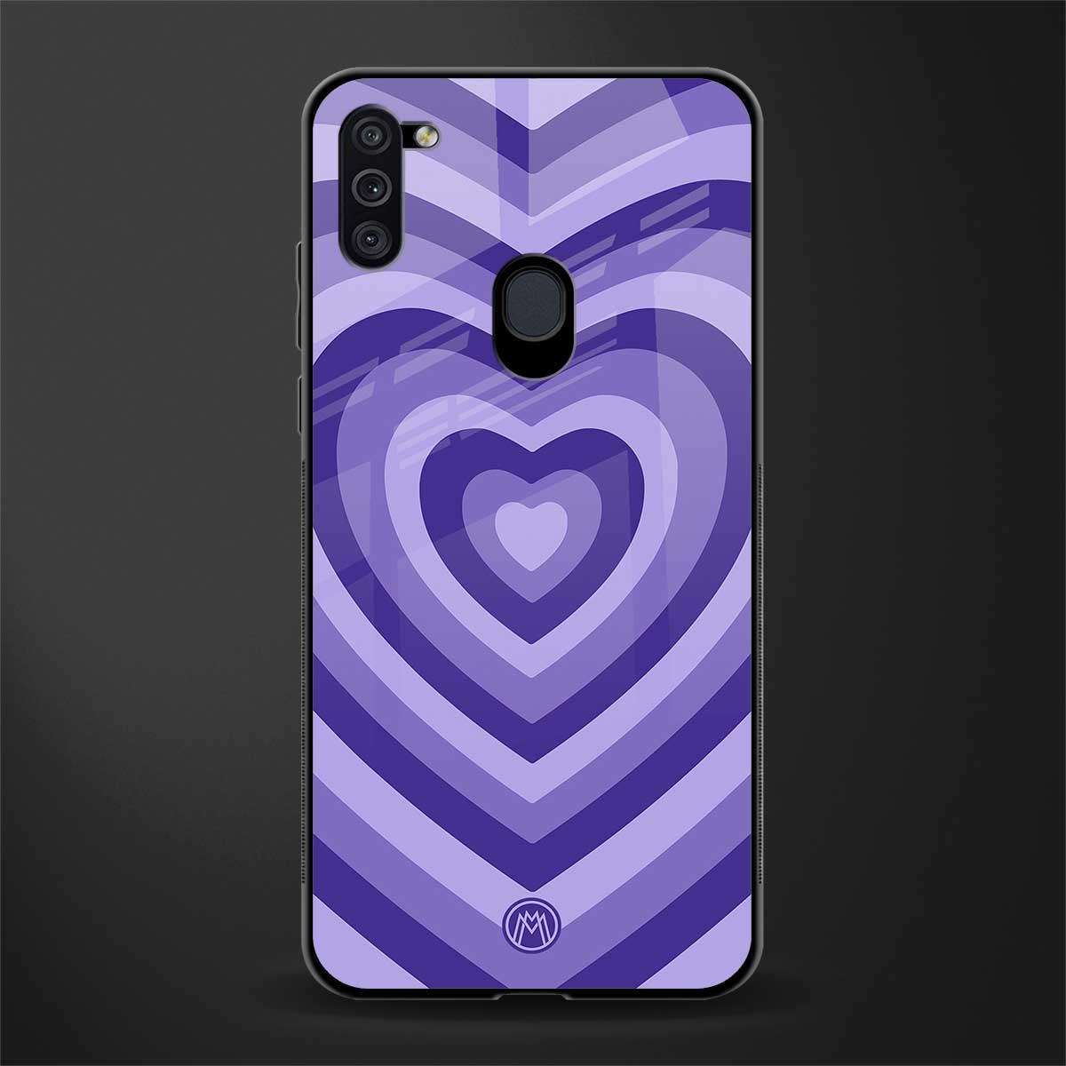y2k purple hearts aesthetic glass case for samsung galaxy m11 image