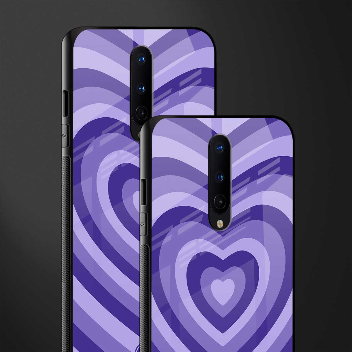 y2k purple hearts aesthetic glass case for oneplus 8 image-2
