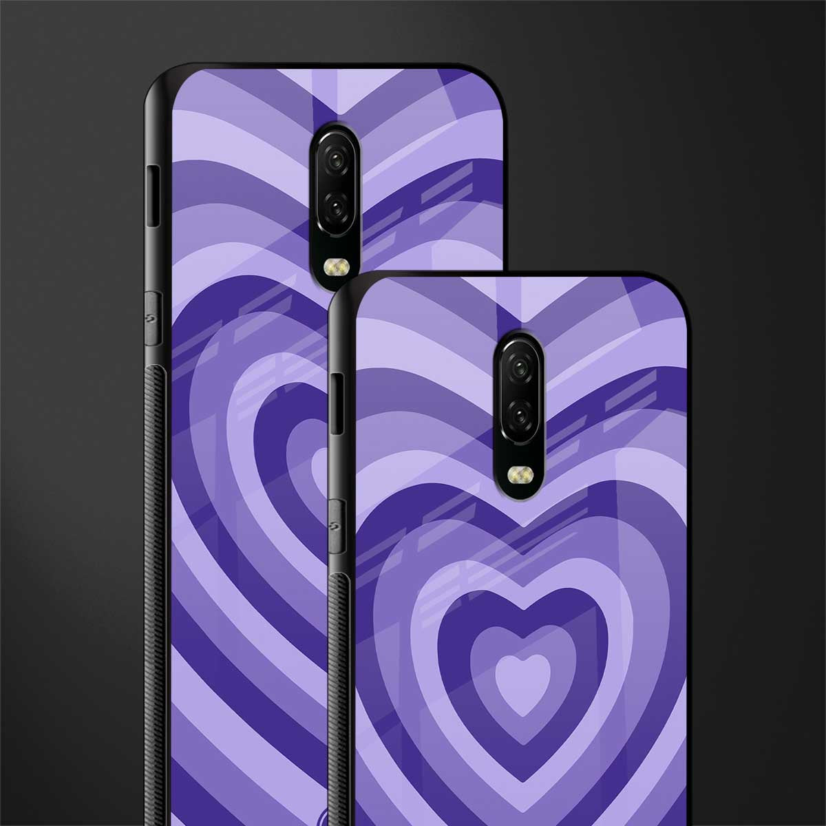 y2k purple hearts aesthetic glass case for oneplus 6t image-2