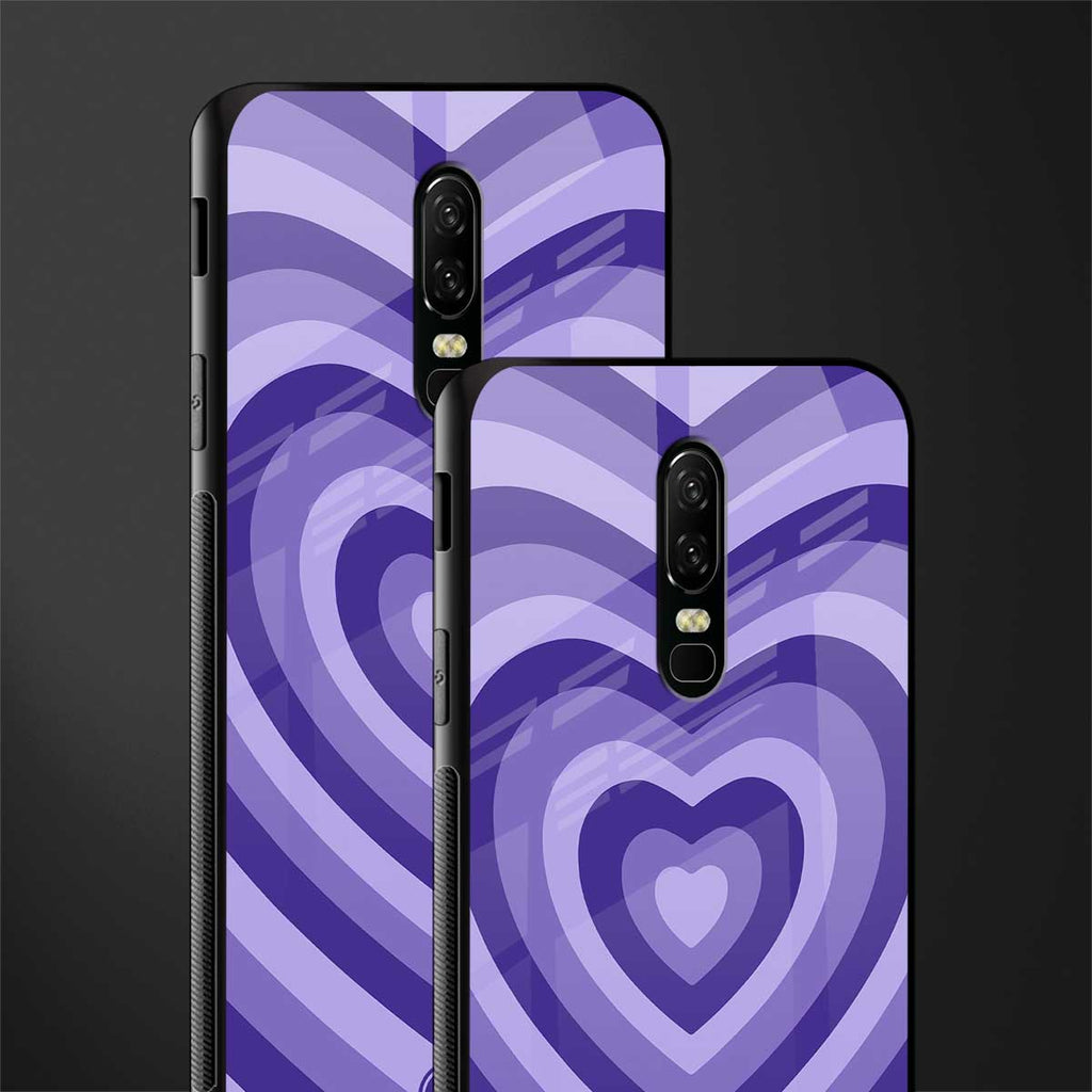 y2k purple hearts aesthetic glass case for oneplus 6 image-2