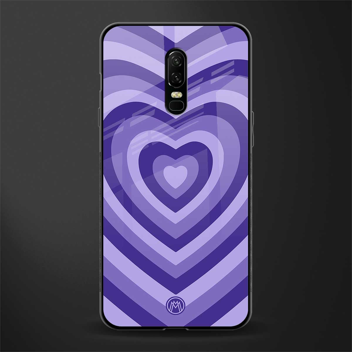 y2k purple hearts aesthetic glass case for oneplus 6 image