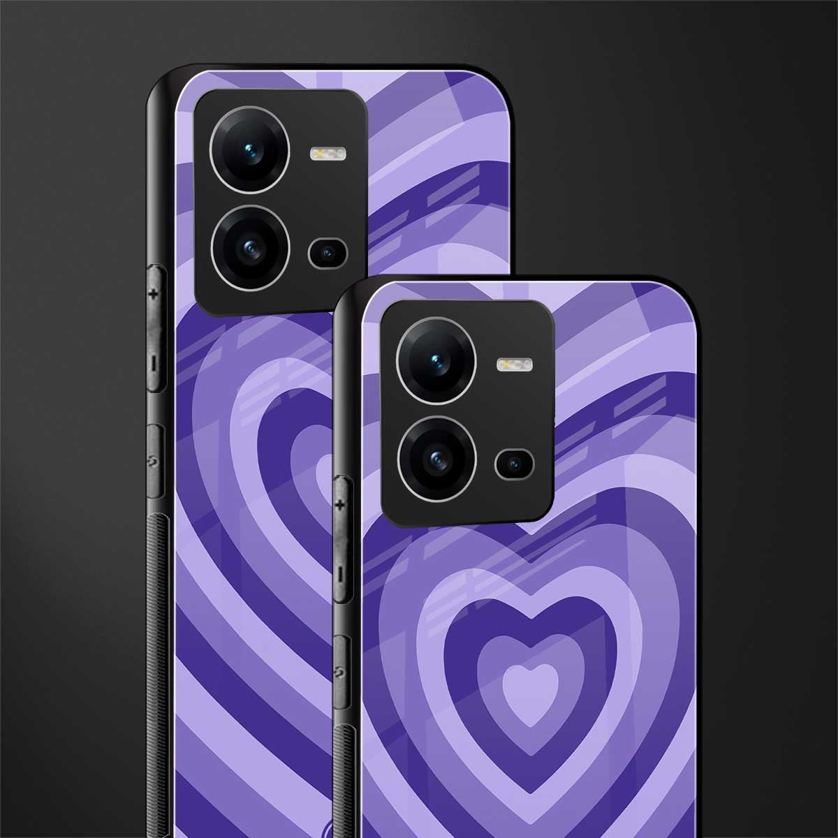 y2k purple hearts aesthetic back phone cover | glass case for vivo v25-5g