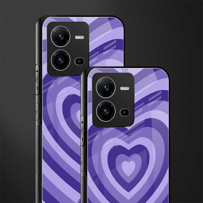 y2k purple hearts aesthetic back phone cover | glass case for vivo v25-5g