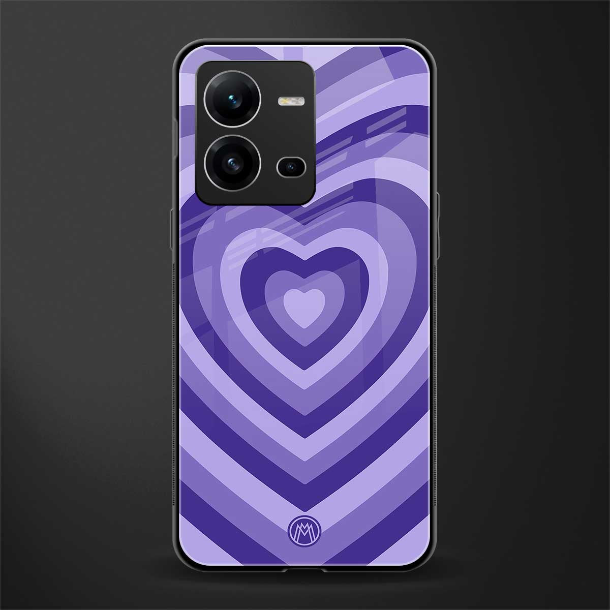 y2k purple hearts aesthetic back phone cover | glass case for vivo v25-5g