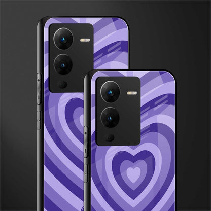y2k purple hearts aesthetic back phone cover | glass case for vivo v25 pro 5g